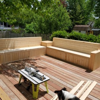 Deck bench build in progress